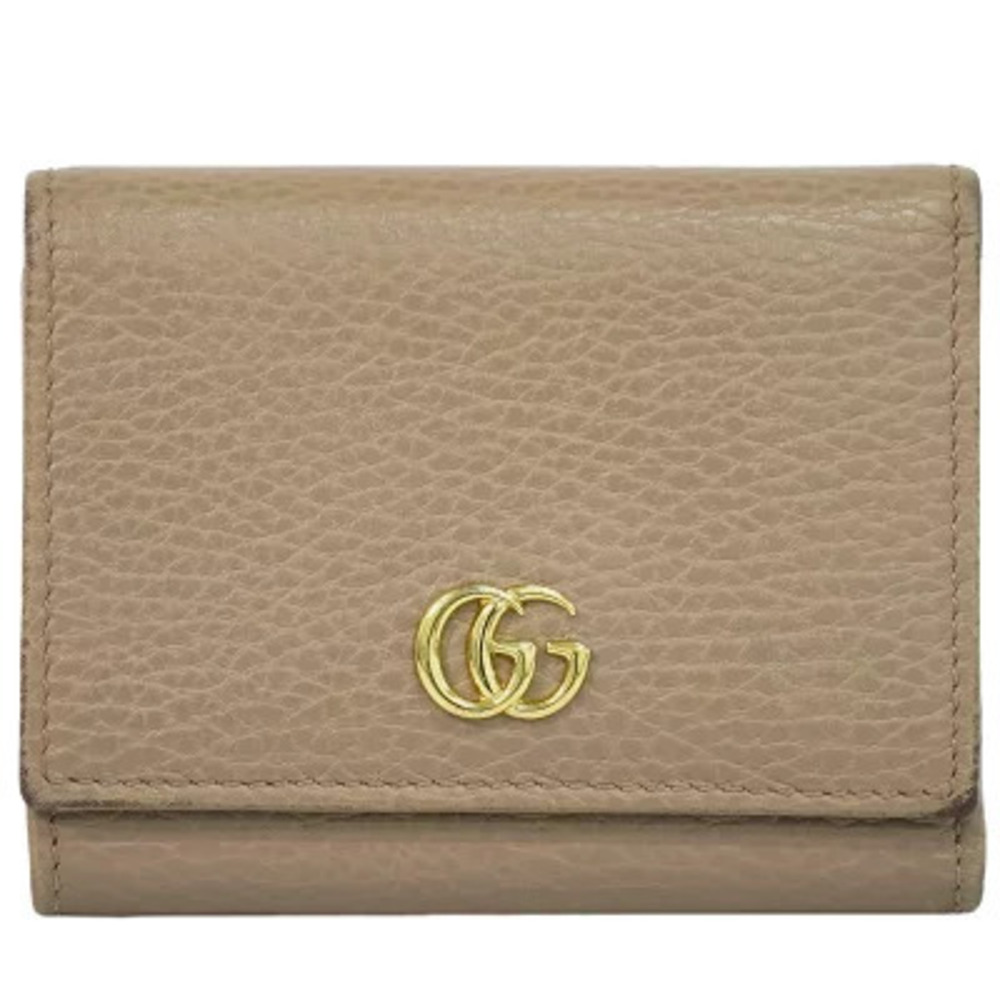 Gucci GG Marmont folding wallet compact leather pink beige